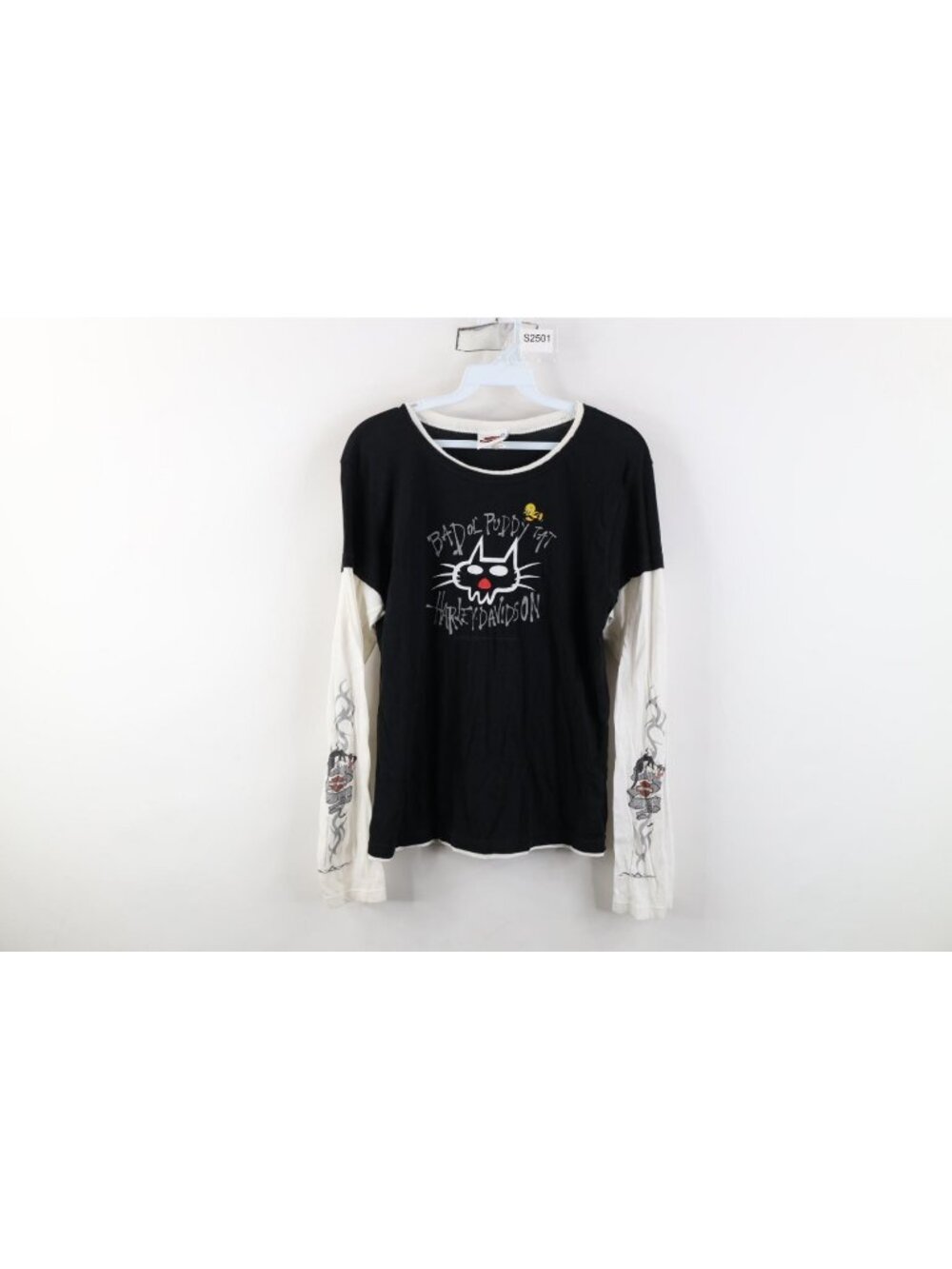 Vtg Y2K 2007 Harley Davidson Looney Tunes Womens L Tweety Bird Tribal T-Shirt